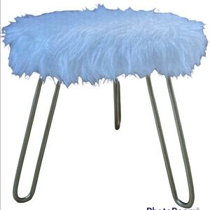 Faux Fur White Foot Stool